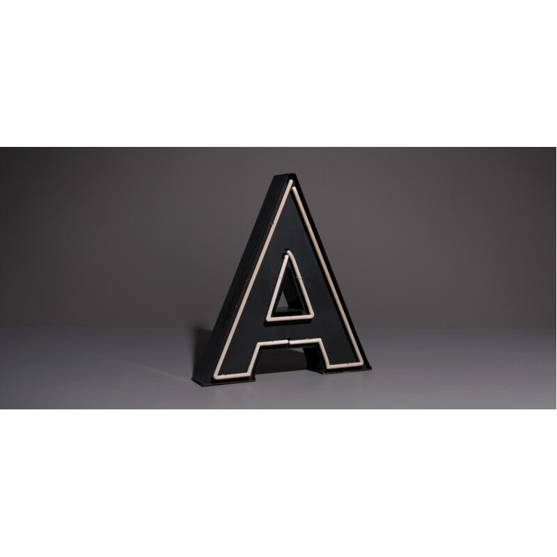 Vintage XL advertising letters with neon lighting in metal and glass