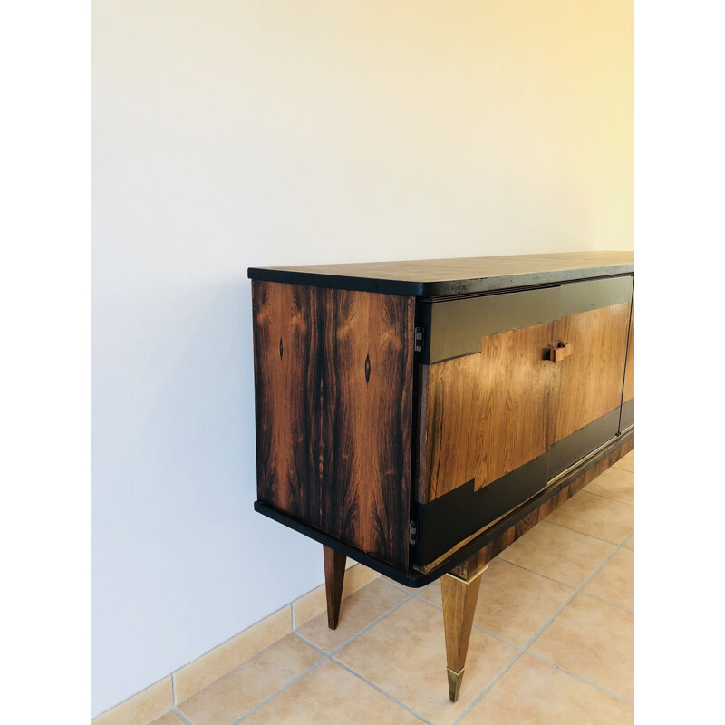 Vintage french rosewood sideboard with 4 doors 1960