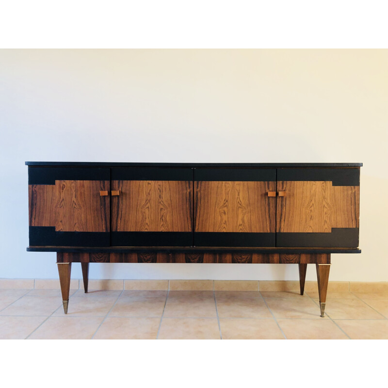 Vintage french rosewood sideboard with 4 doors 1960