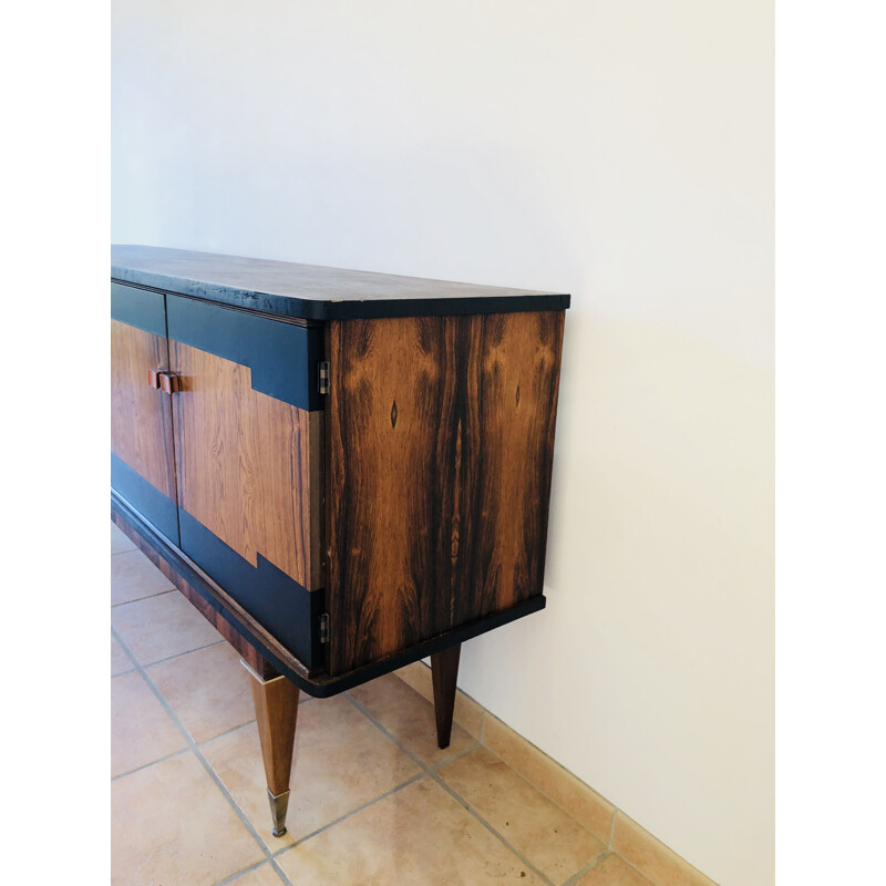 Vintage french rosewood sideboard with 4 doors 1960