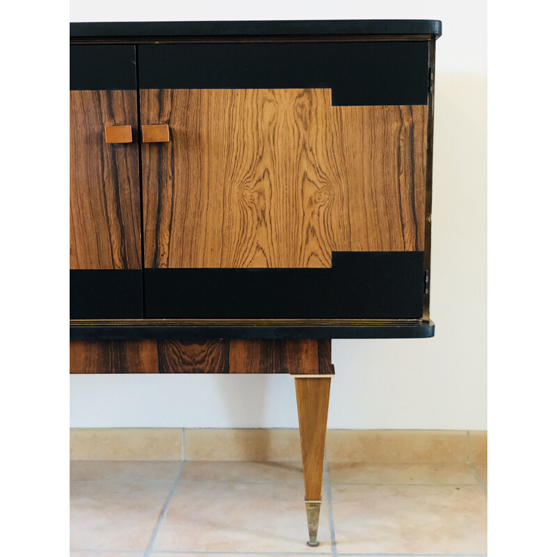 Vintage french rosewood sideboard with 4 doors 1960