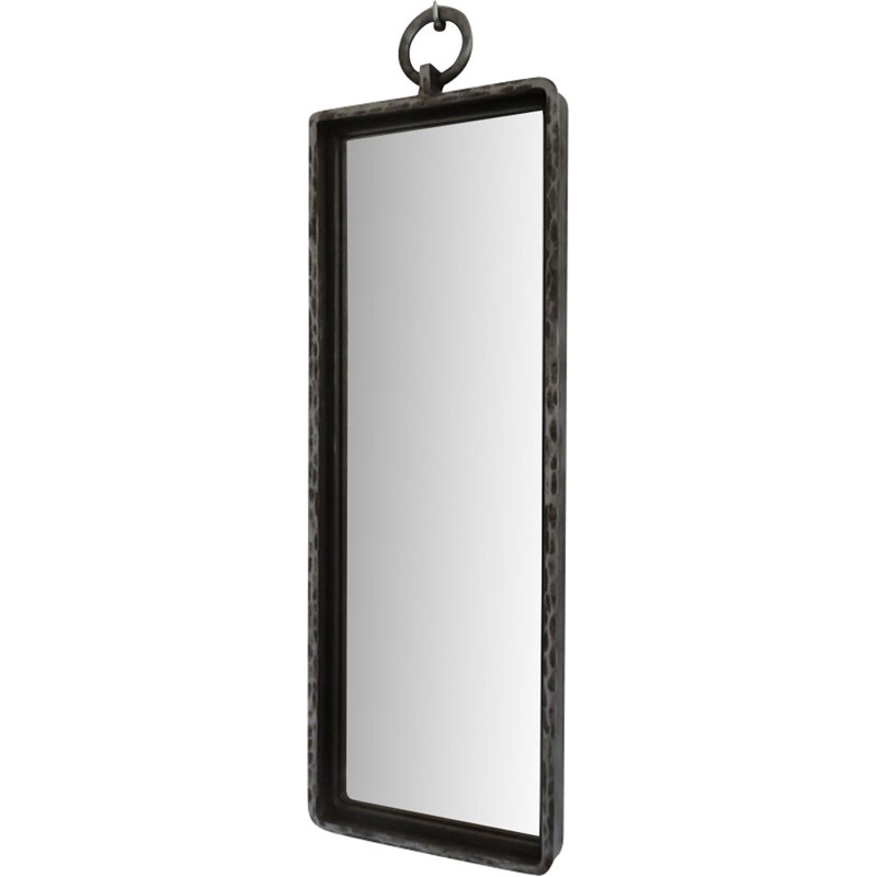 Vintage brutaliste mirror in raw steel