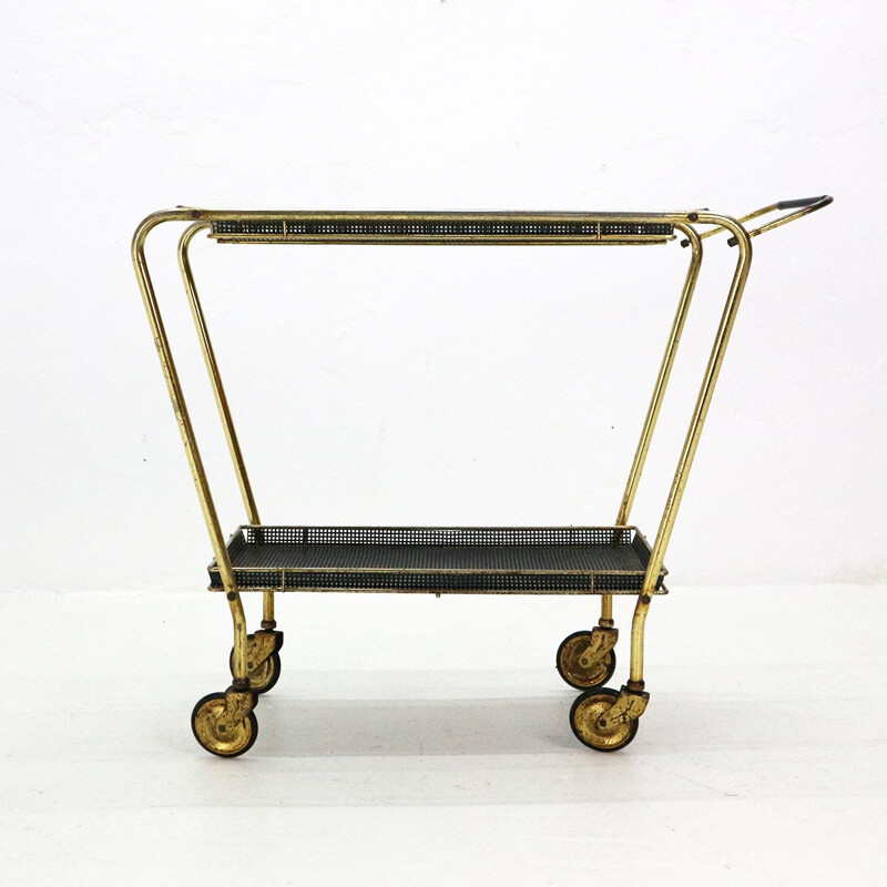 Vintage serving cart Mategot style in brass and metal 1950s