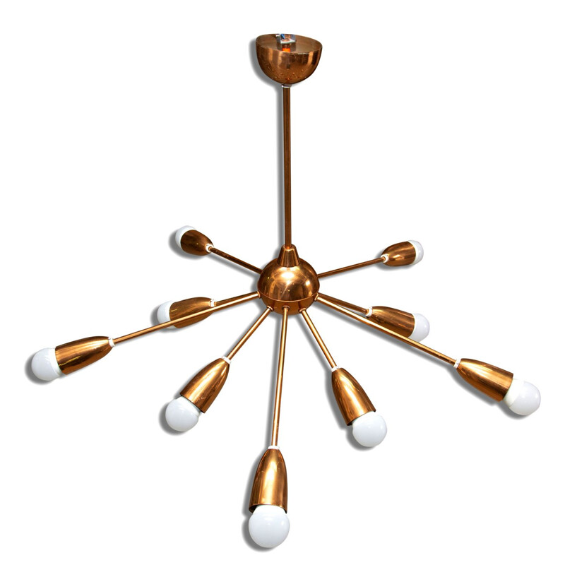 Vintage italian space age copper Sputnik chandelier 1960s 