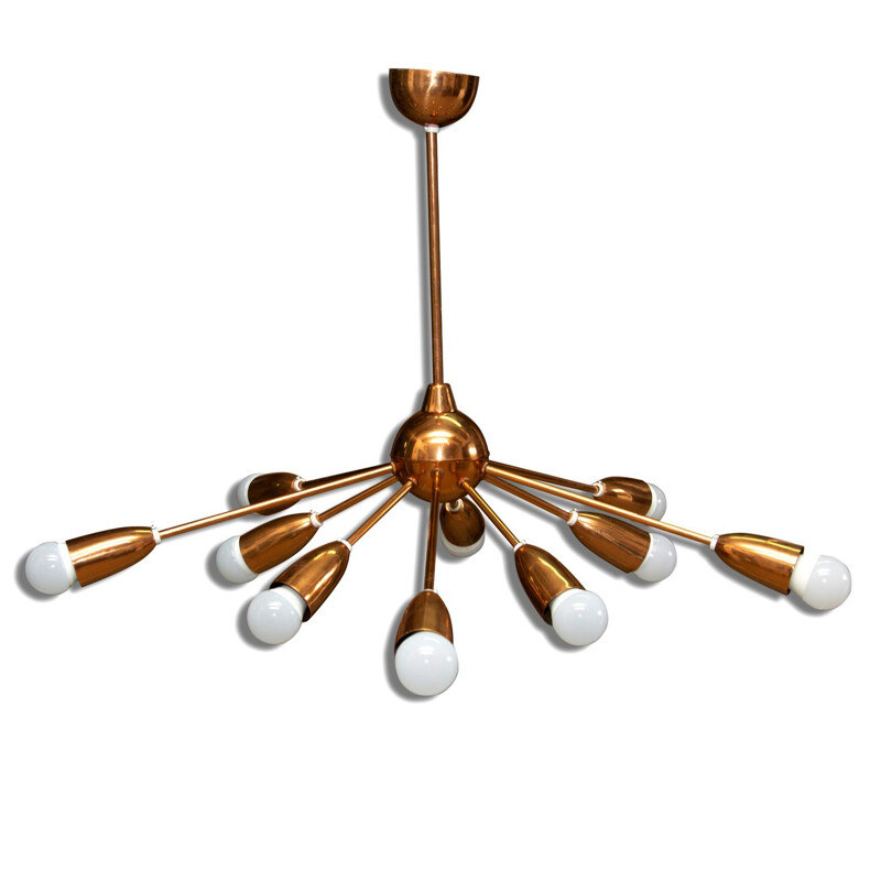 Vintage italian space age copper Sputnik chandelier 1960s 