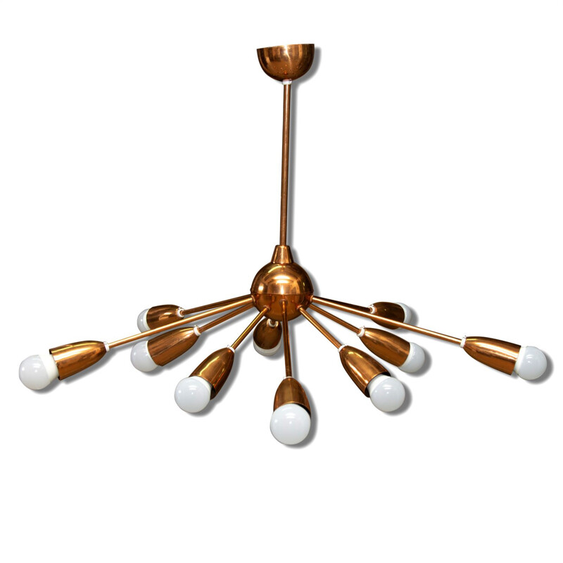 Vintage italian space age copper Sputnik chandelier 1960s 