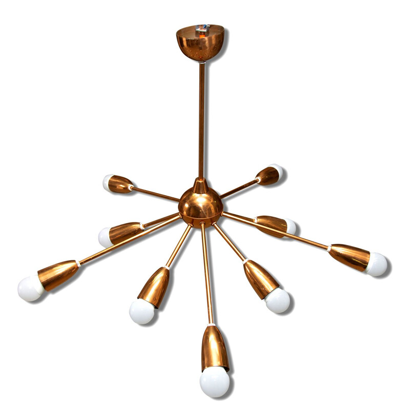 Vintage italian space age copper Sputnik chandelier 1960s 