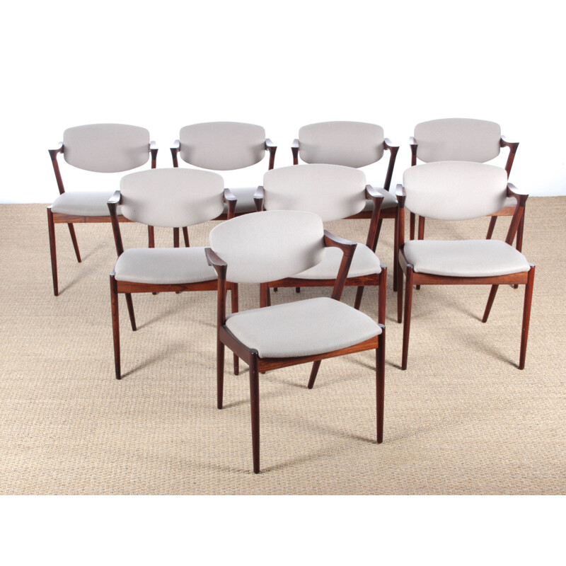 Set of 8 chairs in oak, model 42, Kai Kristiansen