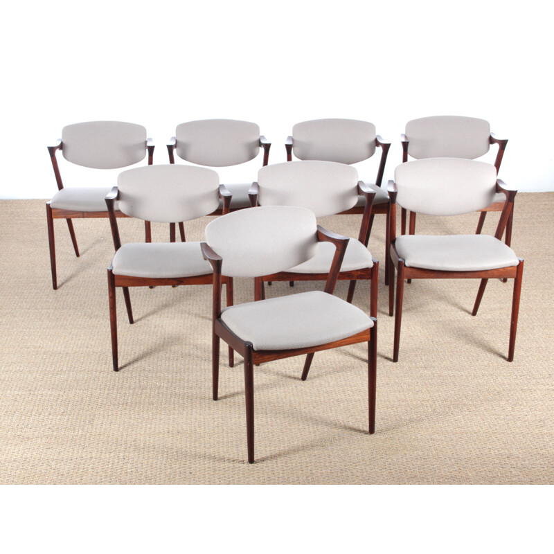 Suite aus 8 Stühlen aus Eiche, Modell 42, Kai Kristiansen