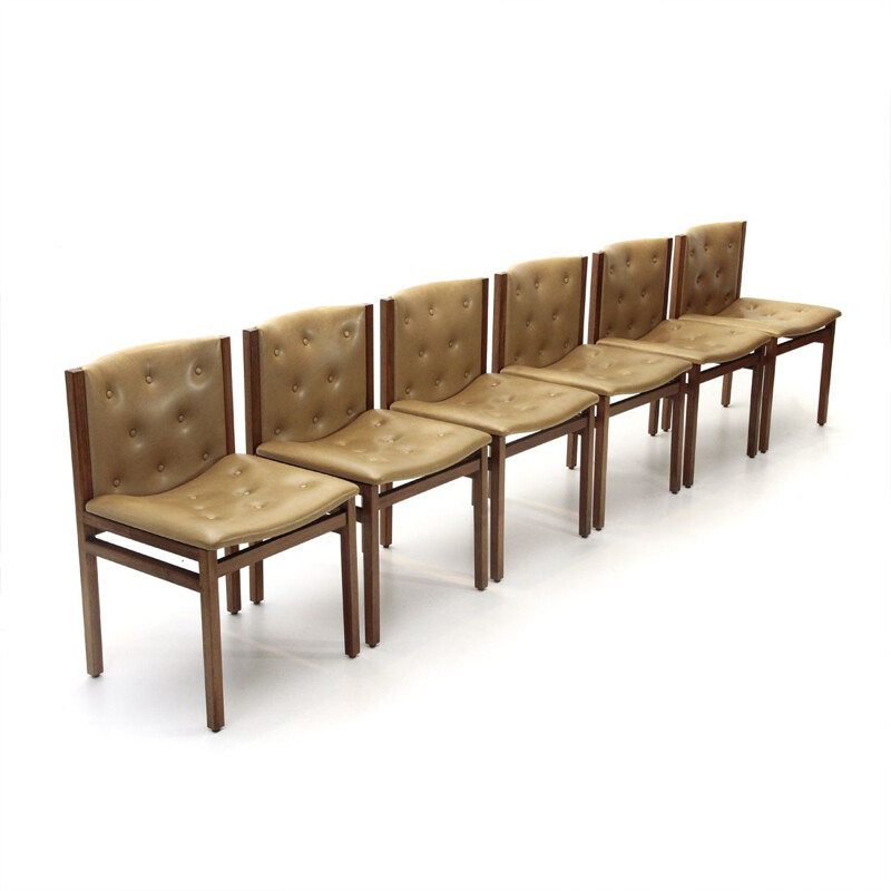 Set of 6 vintage dining chairs by Tito Agnoli for La Linea 1960