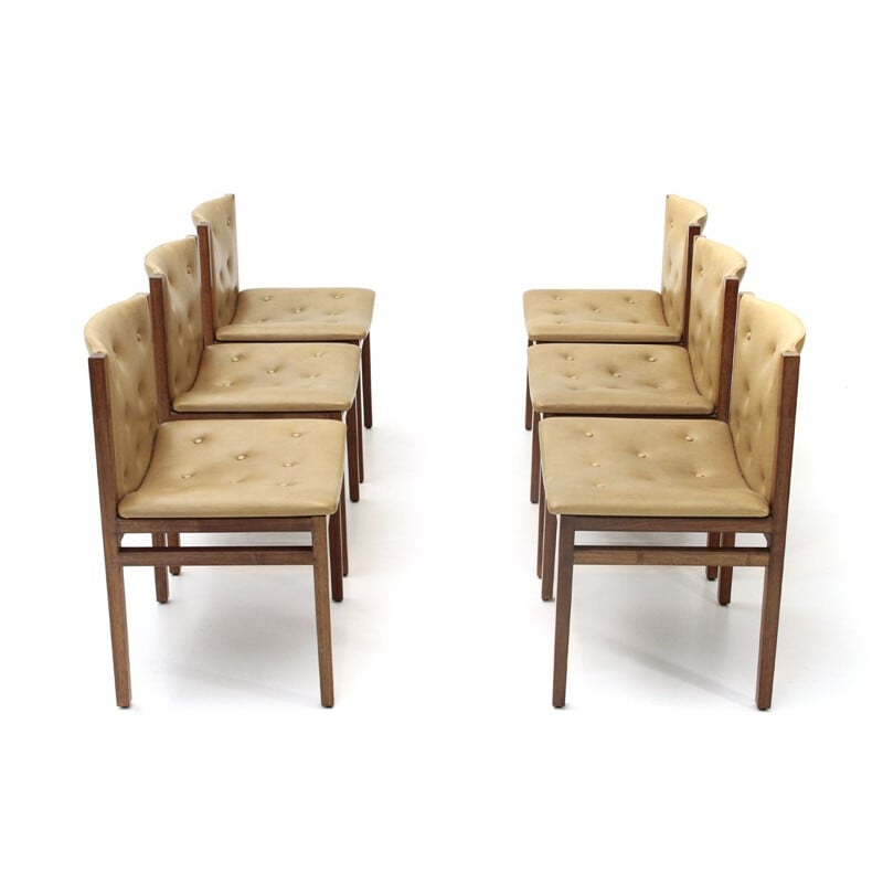 Set of 6 vintage dining chairs by Tito Agnoli for La Linea 1960