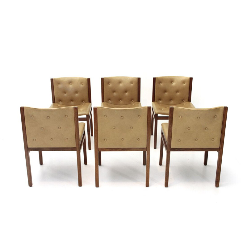 Ensemble de 6 chaises à repas vintage par Tito Agnoli pour La Linea 1960