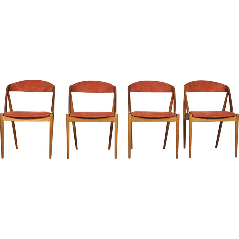 Suite de 4 chaises à repas vintage danoises modèle 31 en teck par Kai Kristiansen pour Scho Andersen