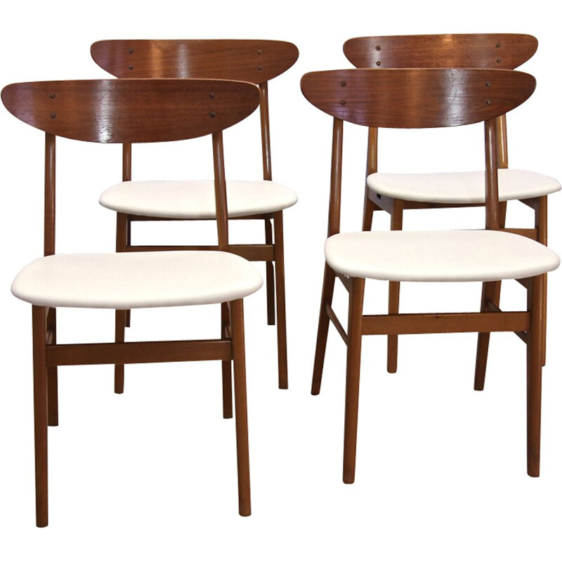 Set of 4 white danish dining chairs for Farstrup