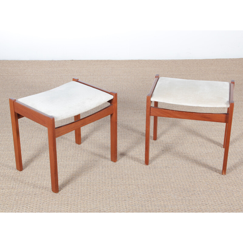 Set of 2 Scandinavian stools in teak
