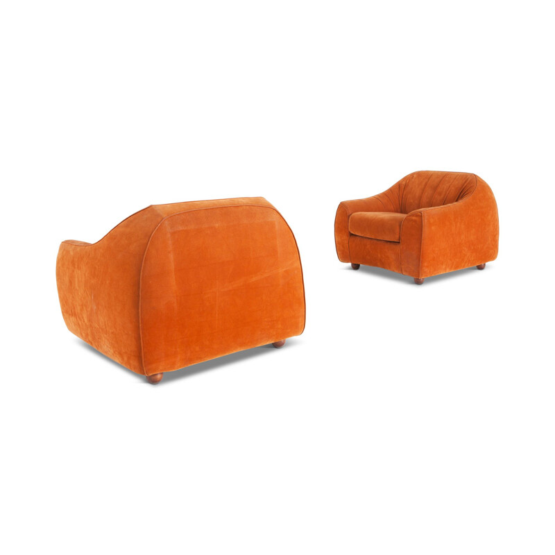 Vintage Italian armchair in orange suede