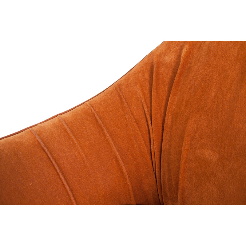 Vintage Italian armchair in orange suede