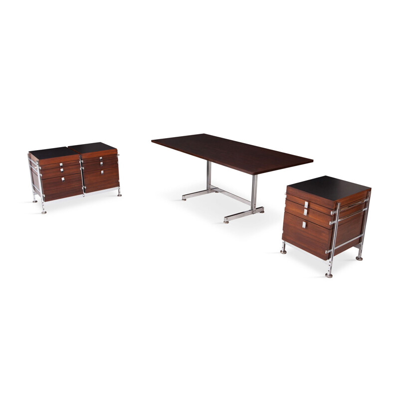 Vintage desk in chrome and plated steel by Jules Wabbes for Mobilier Universel