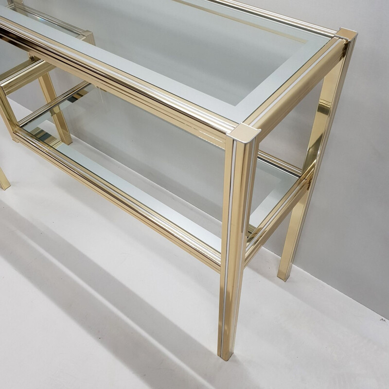 Vintage console table in metal and glass