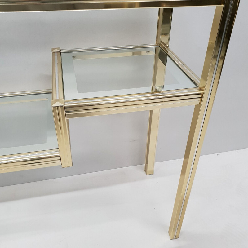 Vintage console table in metal and glass