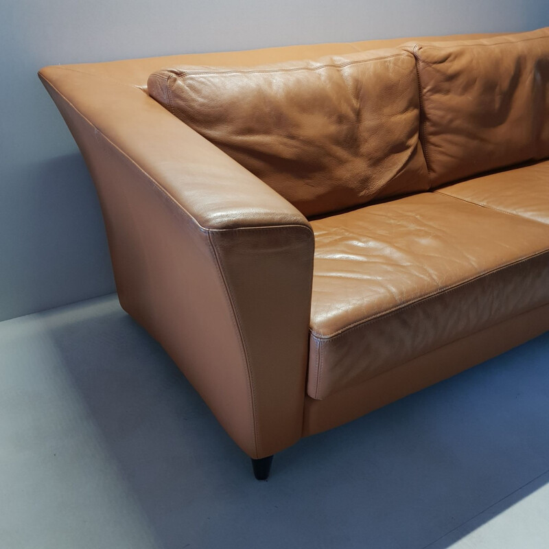 Vintage 3-seater sofa in leather by Molinari