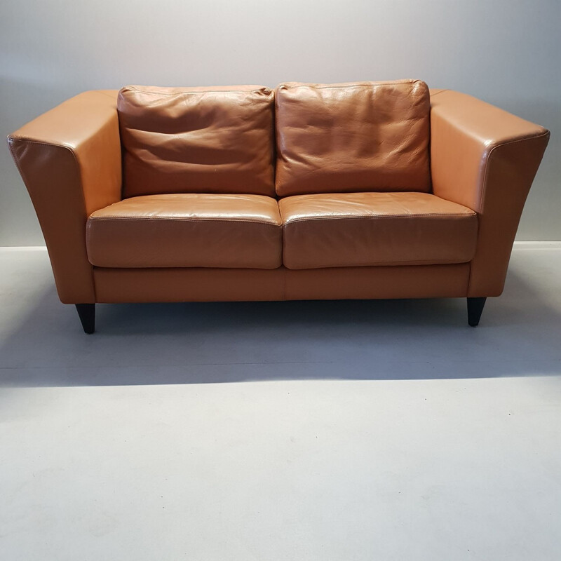 Vintage 2-seater sofa in leather by Molinari
