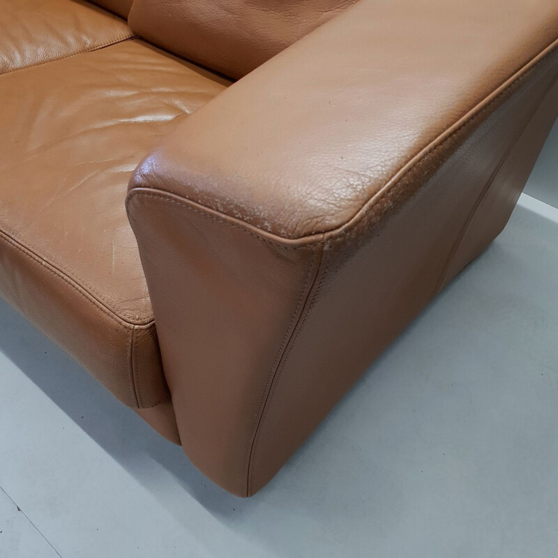 Vintage 2-seater sofa in leather by Molinari
