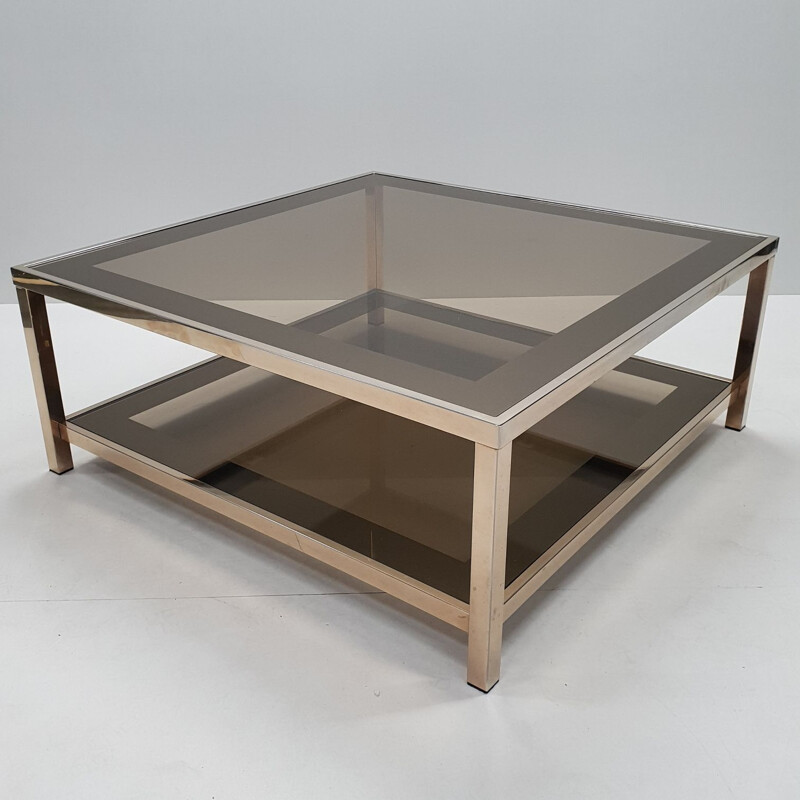 Vintage coffee table in 23Kt gold plated by Belgo Chrom