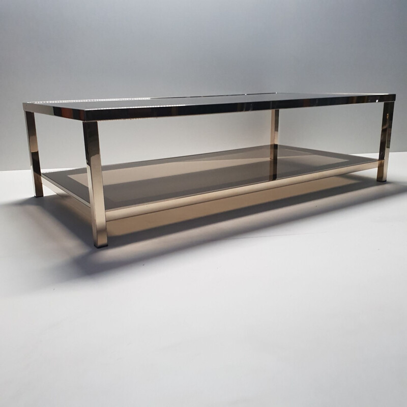 Vintage coffee table in smoked glass by Belgo Chrom