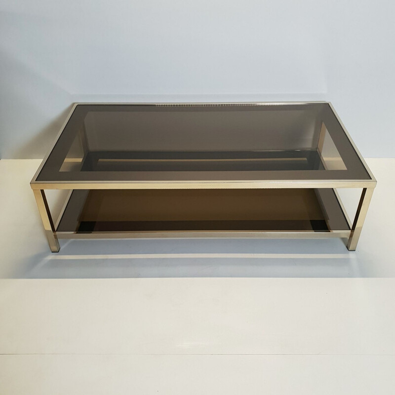 Vintage coffee table in smoked glass by Belgo Chrom