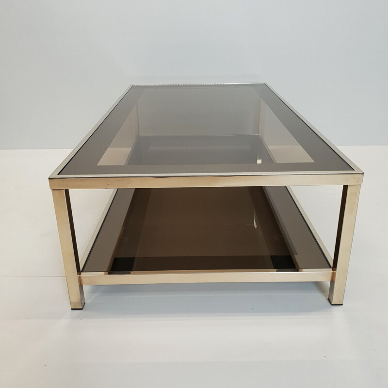 Vintage coffee table in smoked glass by Belgo Chrom
