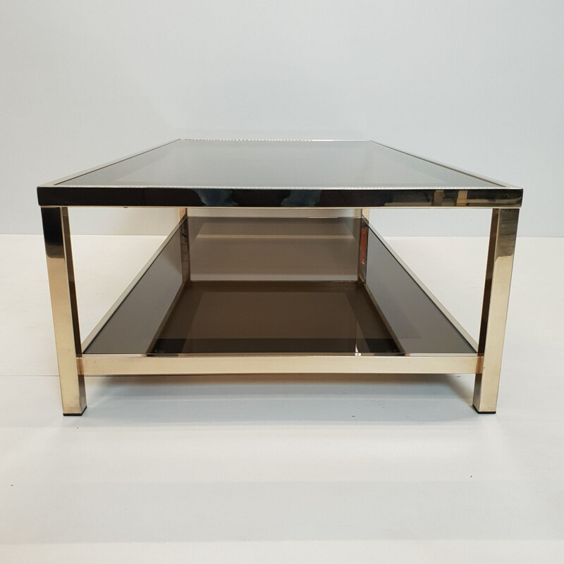 Vintage coffee table in smoked glass by Belgo Chrom