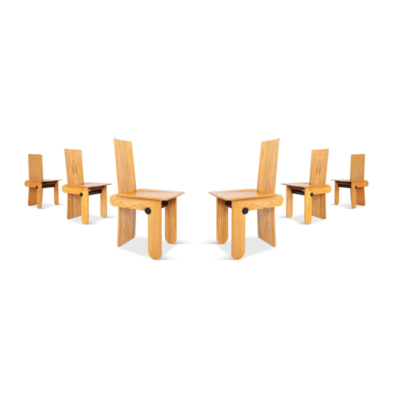Set of 6 vintage dining chairs by Carlo Scarpa for Gavina