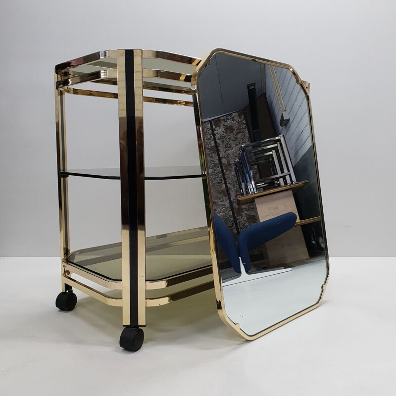 Vintage Italian serving cart with mirror