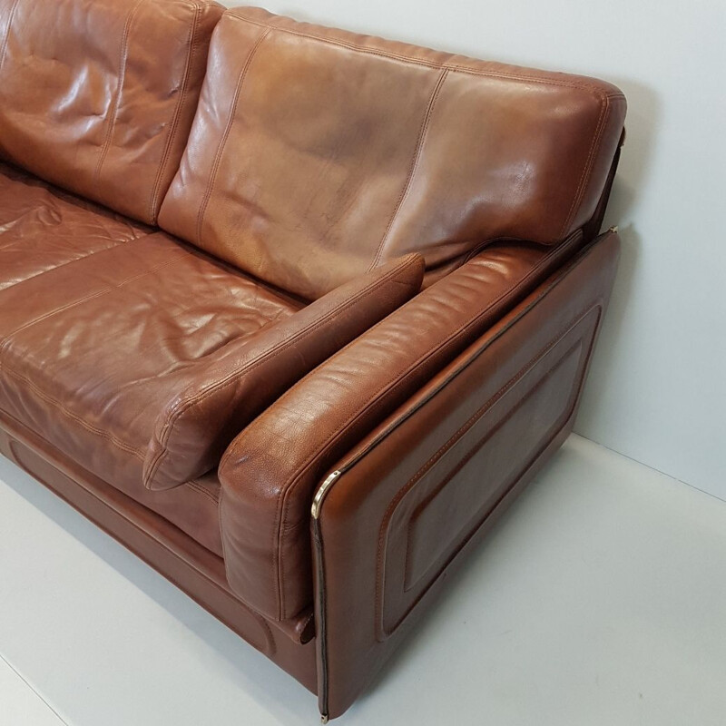 Vintage 3-seater soda Miami in leather by Baxter