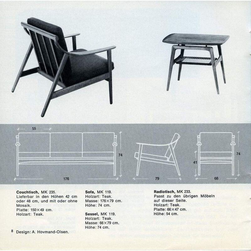 Set of 2 vintage Danish lounge chairs MK-119 by Arne Hovmand-Olsen for Mogens Kold