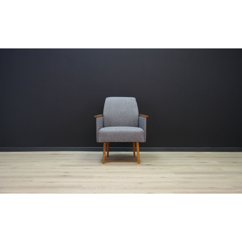 Fauteuil vintage design danois en tissu gris 1970