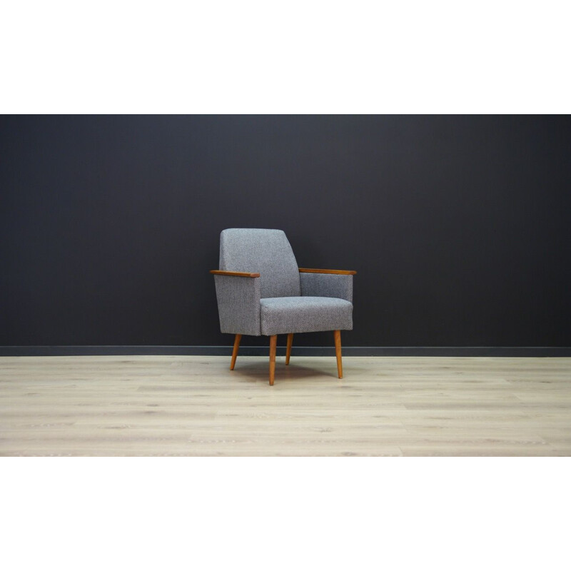 Vintage danish design armchair in grey fabric 1970