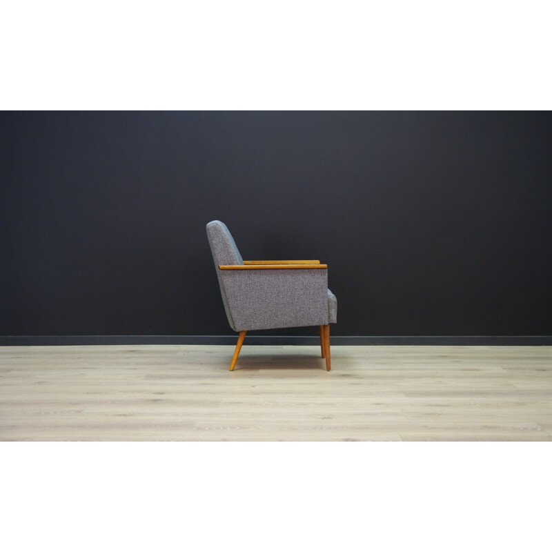 Vintage danish design armchair in grey fabric 1970