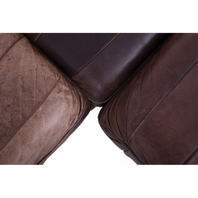 Vintage De Sede DS88 Modular Brown Leather Patchwork Sofa 1970