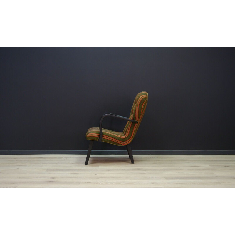 Vintage scandinavian armchair in wood and fabric 1970