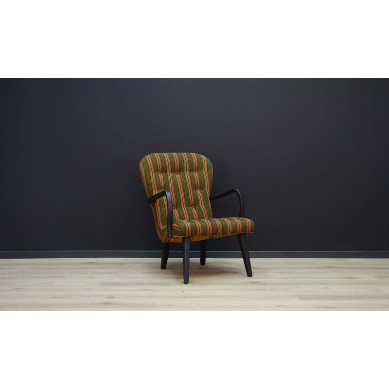 Vintage scandinavian armchair in wood and fabric 1970