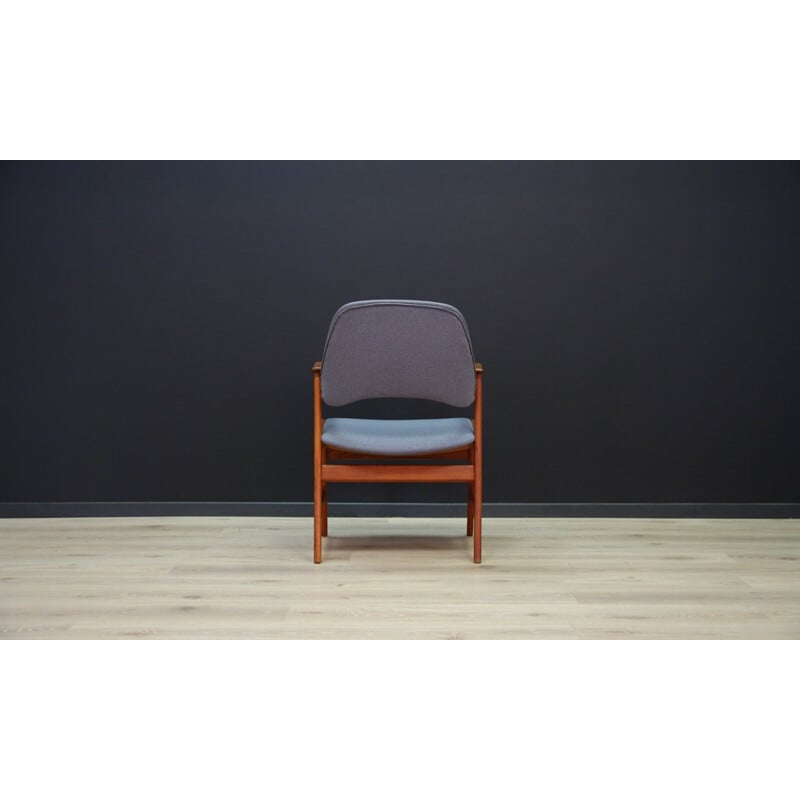 Vintage danish chair made of teak and grey fabric 1970