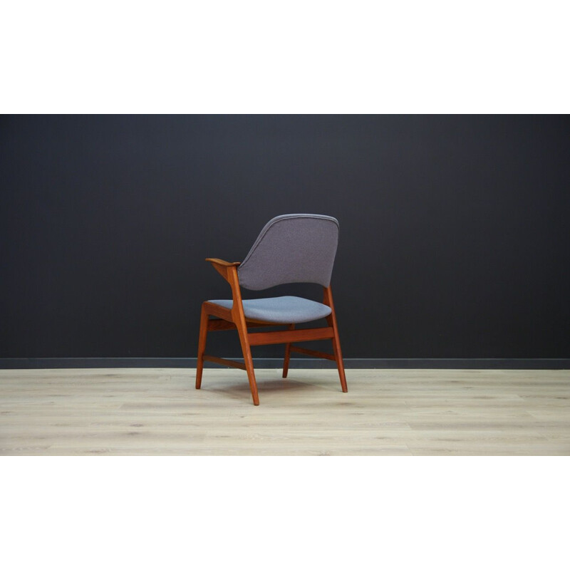 Vintage danish chair made of teak and grey fabric 1970