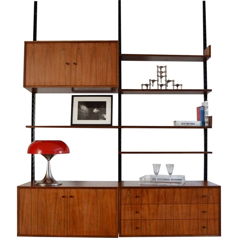 Vintage scandinavian modular shelving system in wood rosewood