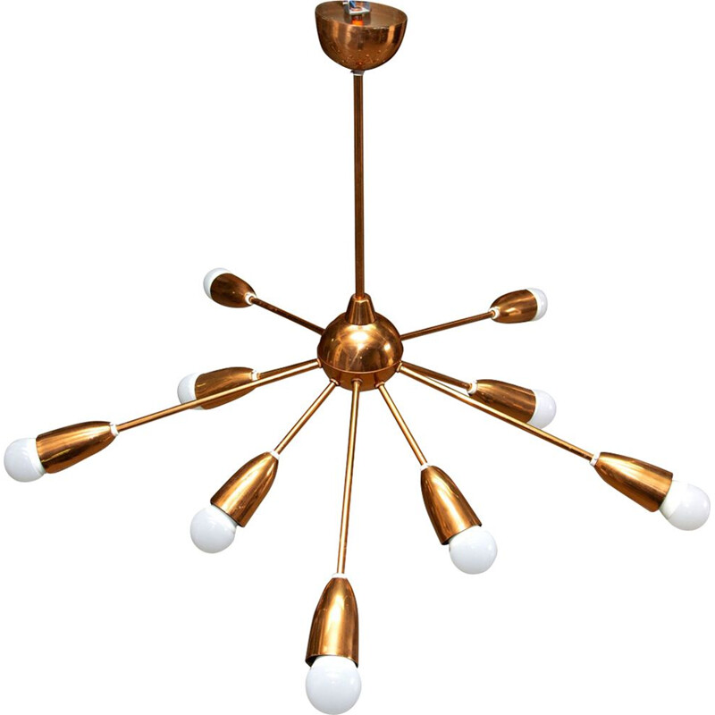 Vintage italian space age copper Sputnik chandelier 1960s 