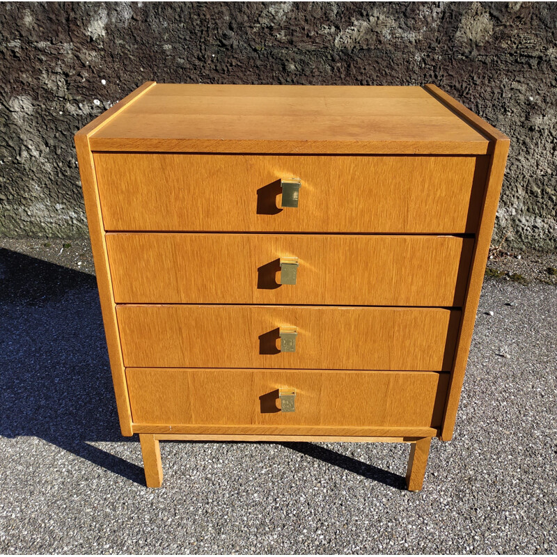 Vintage wooden library with adjustable shelves 1970