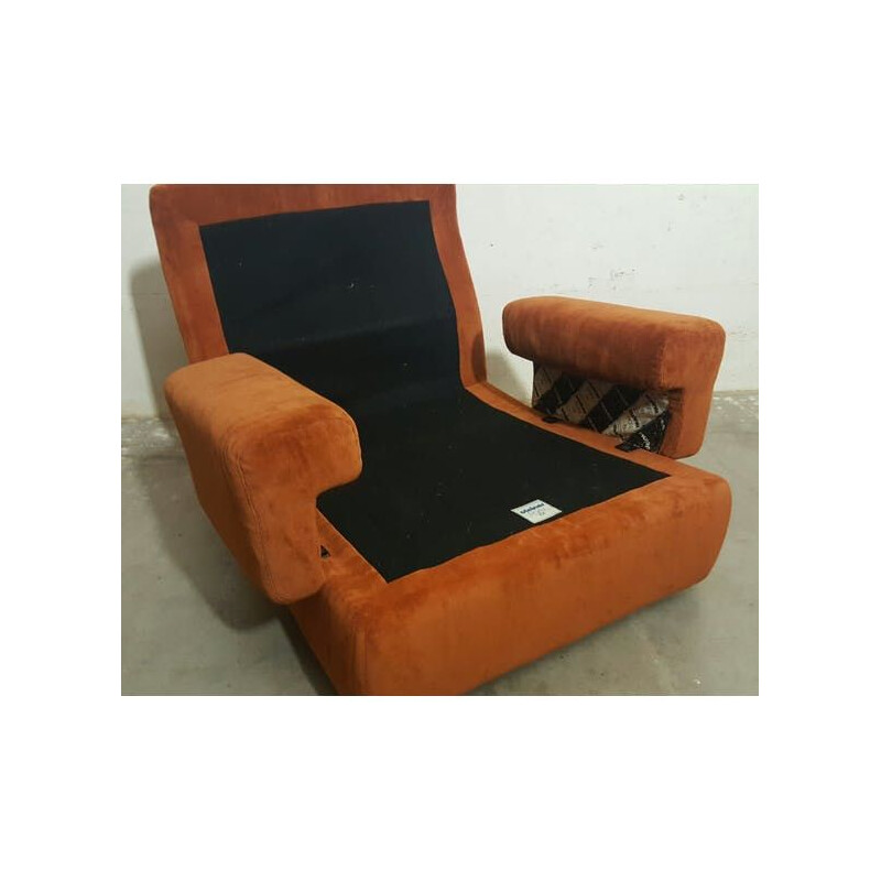 Vintage Steiner brown fabric armchair 1960