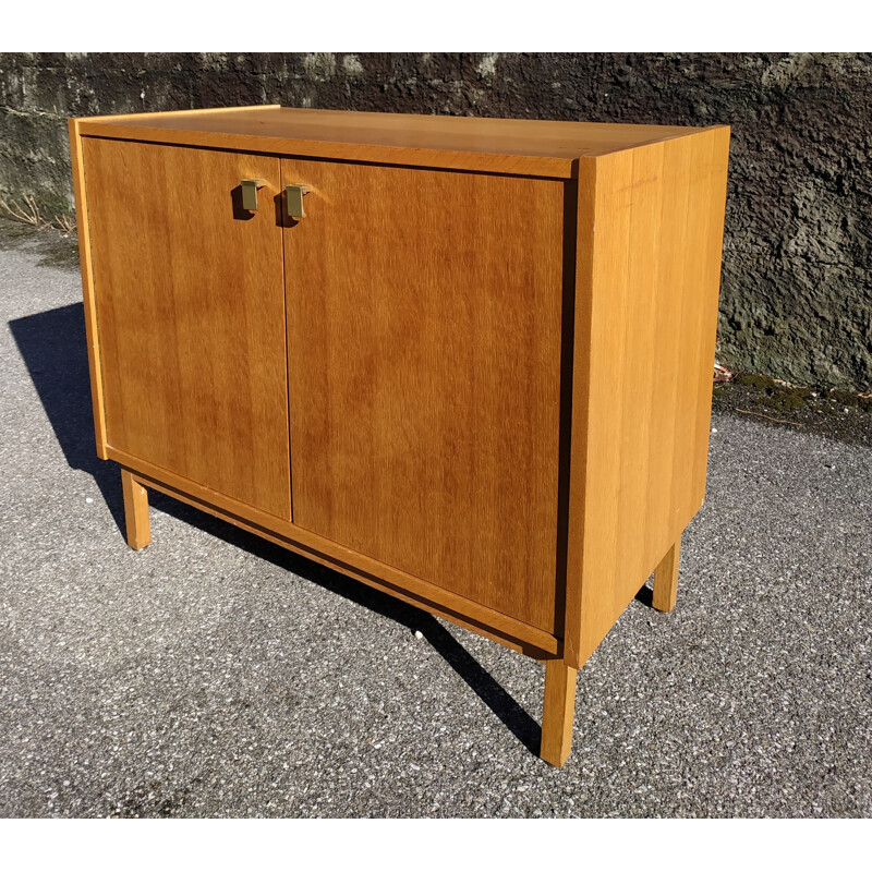 Vintage wooden library with shelves 1970