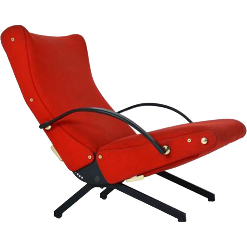 Fauteuil lounge vintage rouge P40 par Osvaldo Borsani pour Tecno